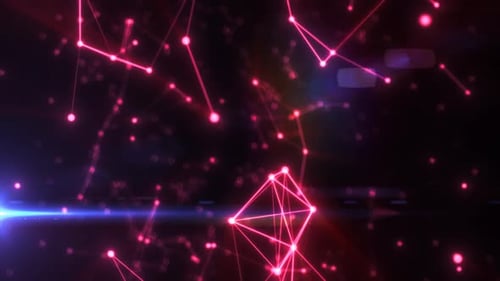 Abstract Digital Plexus Network of Glowing Lines and Dots