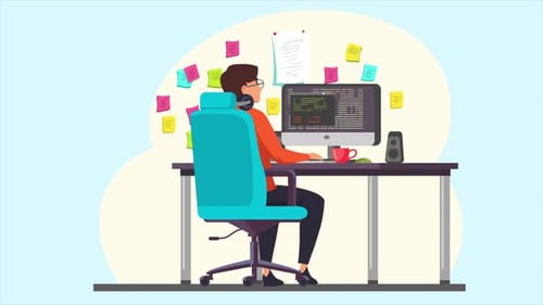 Young Man Interested In Programming, Coding, Security At Computer 4K