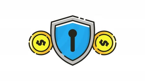 Animated Flat Design Shield Money Security Icon