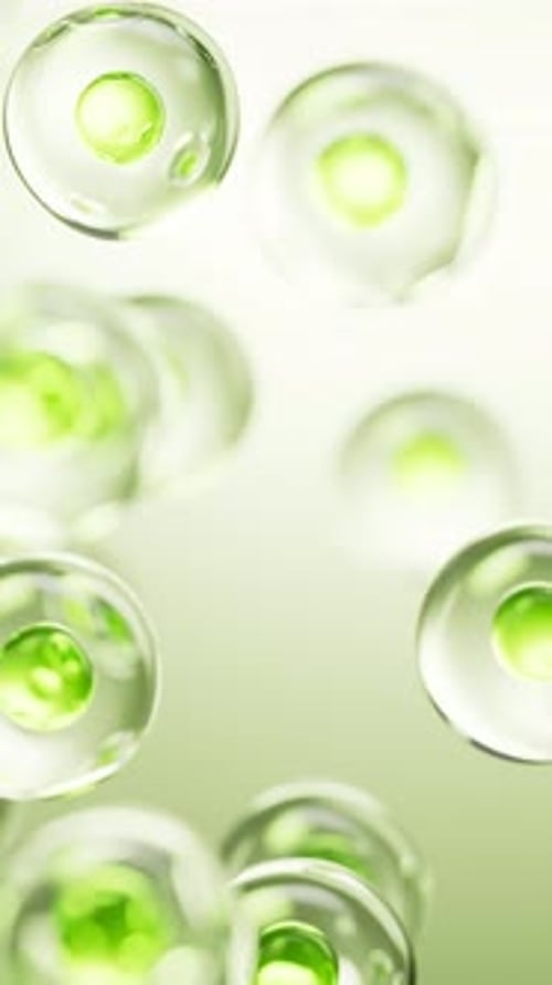 Transparent green cell bubbles background