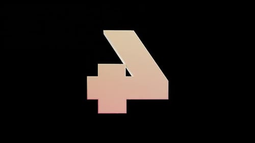 Modern 3D Geometric Number Four Rotating Animation