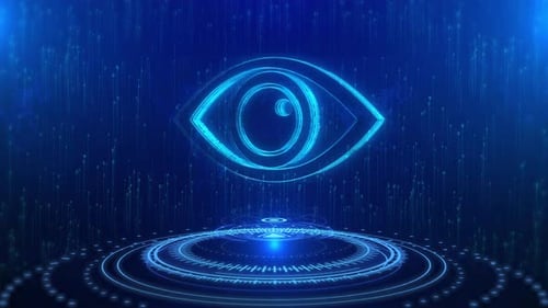 Tech Eye Text Cyberspace Future Digital Technology Hologram Concept