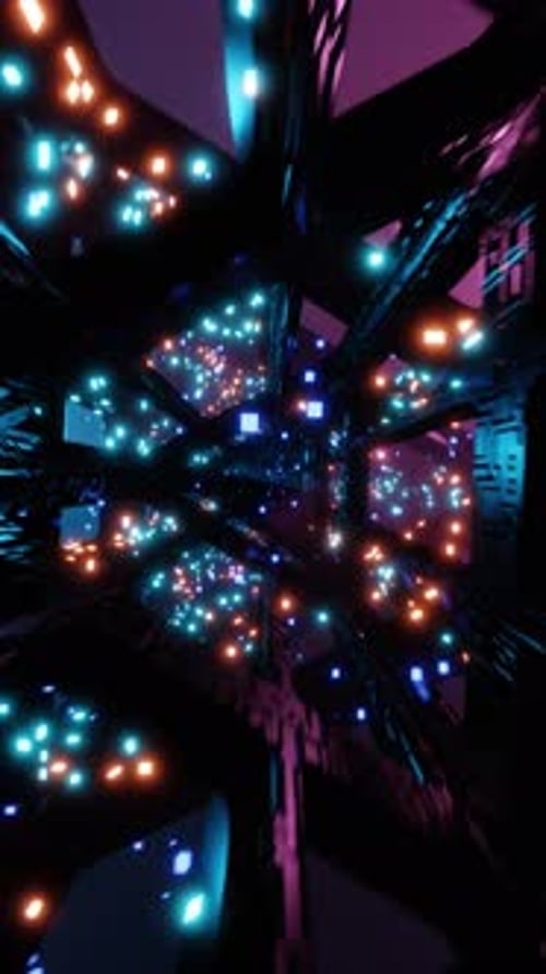 Vertical Glowing Sci Fi Tunnel Vj Loop 4k