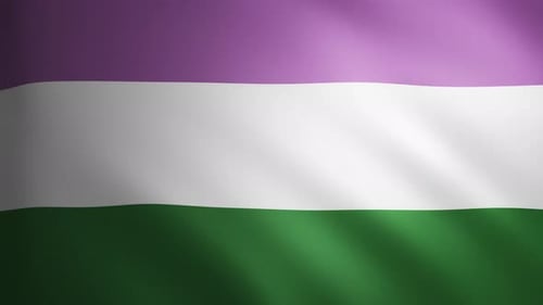 Genderqueer Pride-Flagge mit Stoffstruktur, die sich im Wind bewegt.