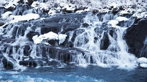 Snowy Waterfall Beautiful Nature Winter Landscape Pure Glacier Water