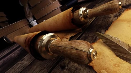 Ancient Scroll Opens From side