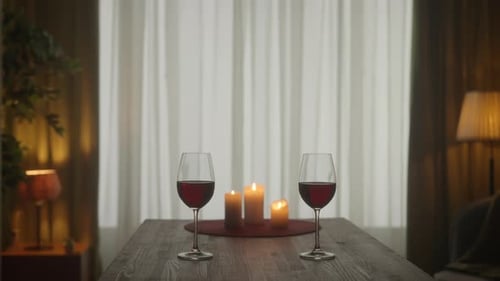 The Concept of Dating Joint Recreation Romantic Evening Candles are Burning on the Table Next to