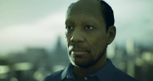 Realistic Virtual Character Standing in Urban Environment During Twilight