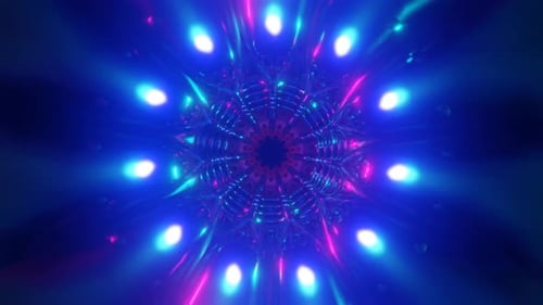 Abstract Seamless Looped Neon Animation of Infinite Tunnel