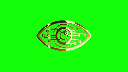 Digital eye symbol isolated looped rotation