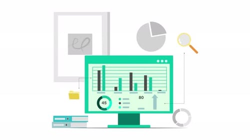 Animated Corporate Data Visualization on Computer Screen