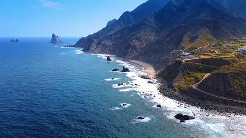 Spectacular mountains located on the shore of the Atlantic Ocean.