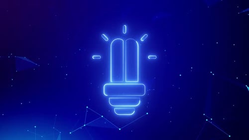 Idea Neon Icon Plexus Background Animation Loop