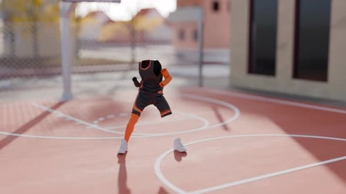 Dynamic 3D Basketball Uniform Animation on Court