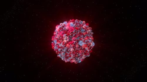 Abstract Expanding Particle Sphere Animation with Starry Background