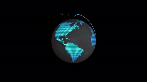 Animated Rotating Connection Lines Earth Alpha Channel 4K