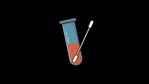 Animated Medical Test Tube and Swab Illustration