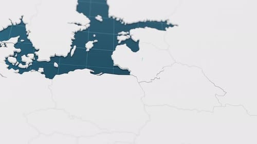 Highlight mit 3D-Karte „Blau von Litauen“ mit Zeigernadel, umgeben von anderen Ländern in Weiß