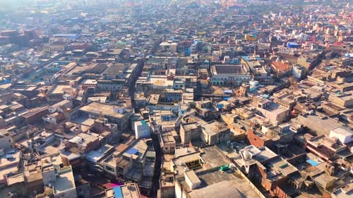 Aerial View of Dense Urban Housing in Vrindavan India