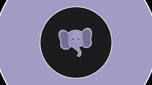 Cartoon elephant Animal Transition with alpha channel. 4K