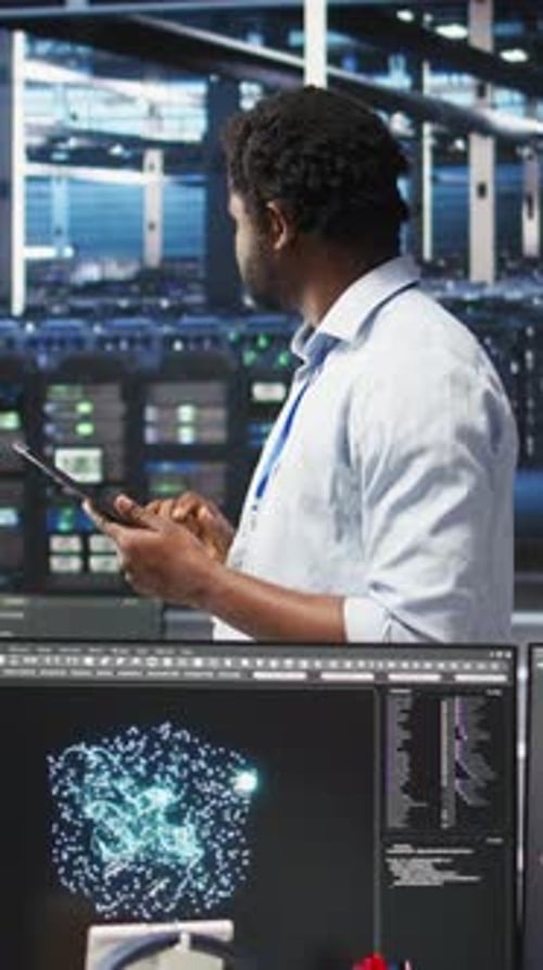 Vertical Video Server Farm Technician Using AI Algorithms and Node Tree Systems