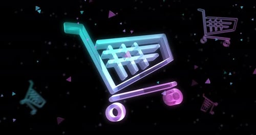 Shopping cart online retail symbol loop digital concept