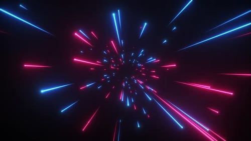 Neon Blue Pink Light Speed Warp Tunnel Background Loop
