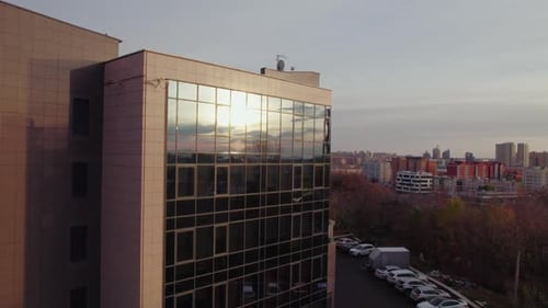 Panoramic Image of Office Building with Glass Windows