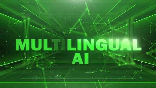 Futuristic Multilingual AI Text Reveal with Digital Network Background