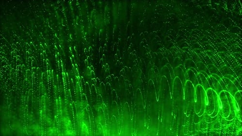 Digital Particles Wave Background Green Loop V4