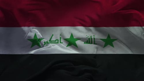 Drapeau de l'Irak. Animation de tissu au ralenti - Rendu 3D
