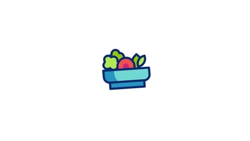 Animated Flat Design Healthy Salad Bowl Icon
