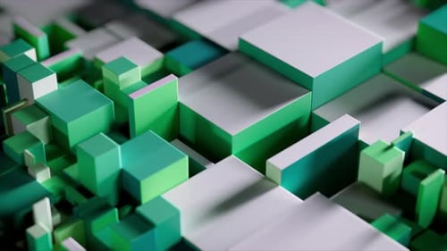 3D light green cubes in seamless loop showcasing vibrant colors and geometric shapes