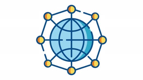 Modern Flat Design Global Network Icon Animation