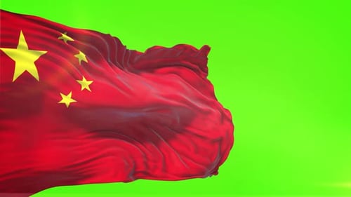 Chinesische Flagge auf grünem Bildschirm