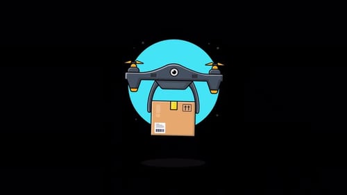 Flat Design Drone Package Delivery Animation