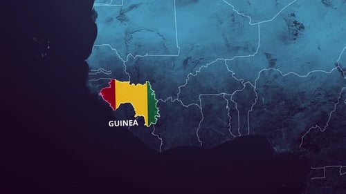 Modern Map Animation: Country Highlight with Flag and Name Reveal