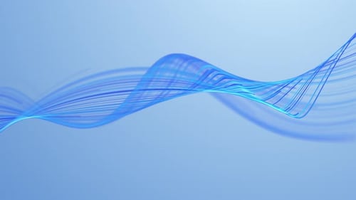 Abstract soft blue flowing wave lines white background. Smooth transparent curves forming clean mini