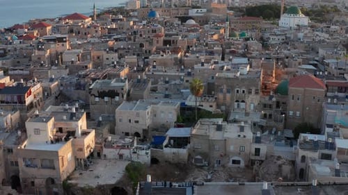 Acre, Israel, Aerial footage of the old city, the ancient port and marina