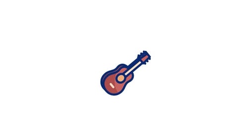 Animated Flat Design Music Guitar Icon