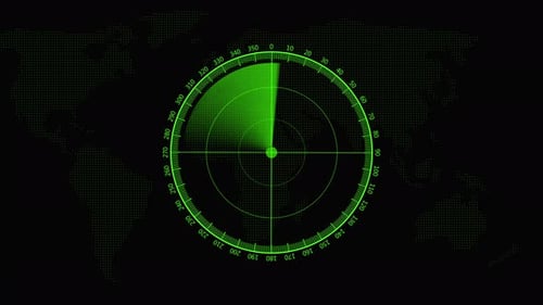 Futuristic Radar Screen Scanning Global Map Animation
