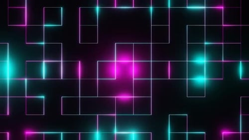 Cyan And Pink Square Abstract Glowing Patterns Background Vj Loop Animation In 4K