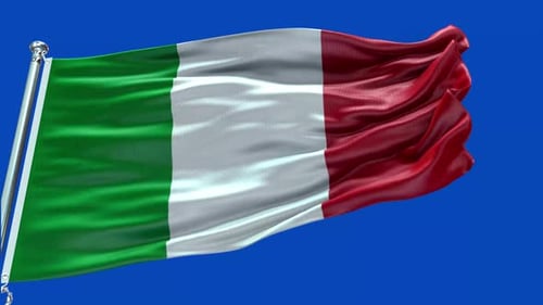 Italy Flag Waving Seamless Loop with Chroma Key