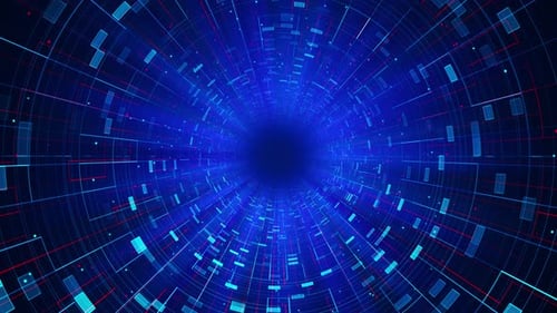 Futuristic Data Tunnel Grid Animated Loop Background