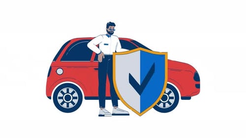 Animated Car Protection with Man and Shield Concept