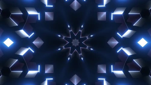 Glowing Blue Geometric Kaleidoscope Tunnel Abstract Animation