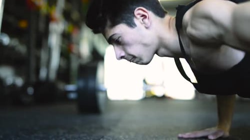 Gym Push Ups Strong and Determined