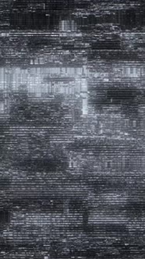 Monochrome TV Glitch and Static Noise in Vertical Format