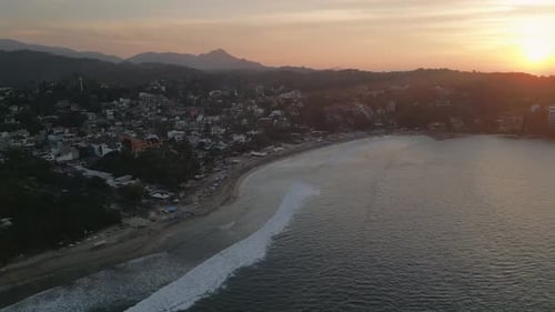 Sayulita Mexico riviera Nayarit pacific costaline aerial drone at sunset