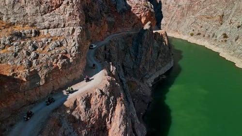 Motorcycle Convoy in Karanlik Canyon, Kemaliye, Turkey